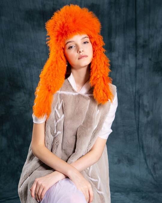 Bright orange earflap
