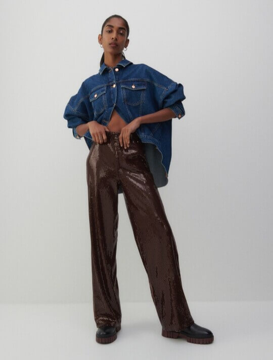 Trousers with sequins
