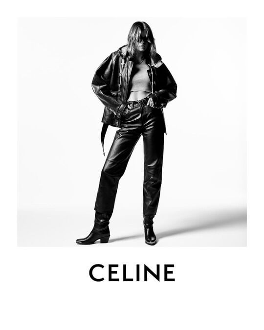 Trousers with leather jacket