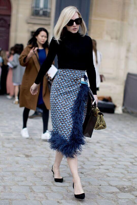 Black turtleneck with skirt