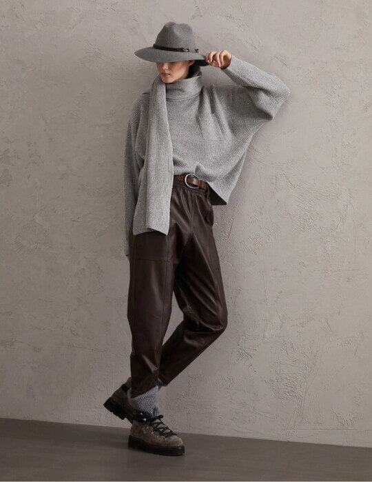 Brown trousers and sweater