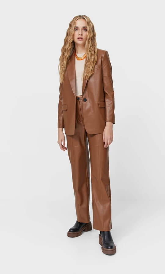 Brown leather suit