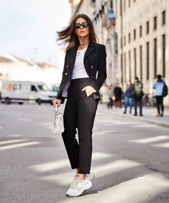 Suit with sneakers