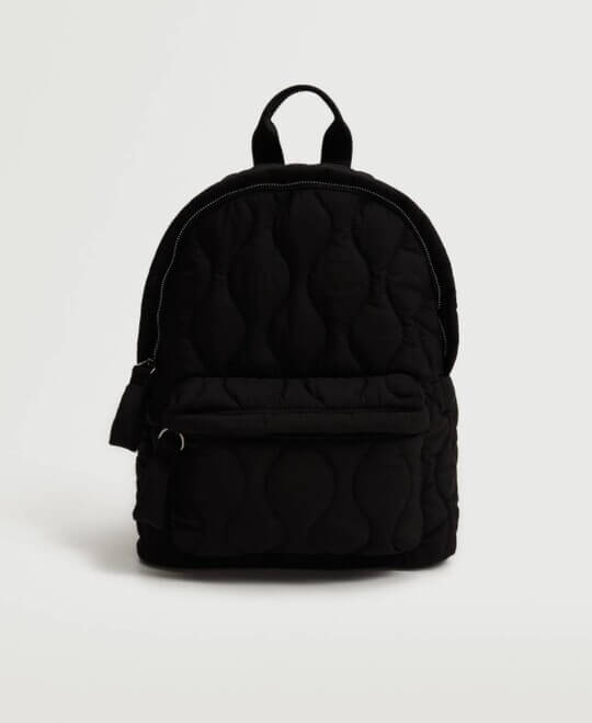 Black quilted backpack