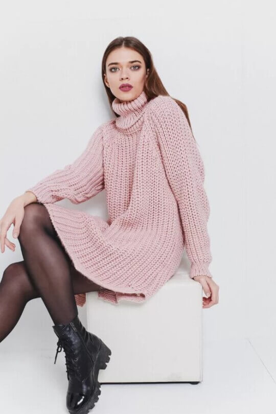 Pink sweater dress