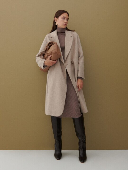 With coat
