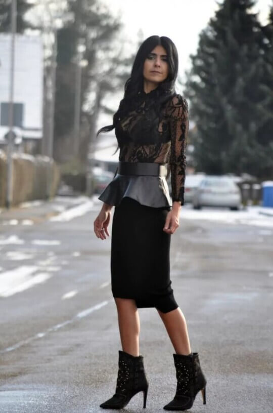Skirt with ankle boots
