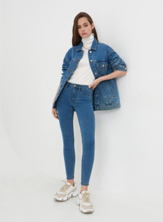 With jeans