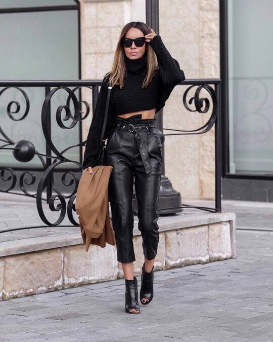 With crop sweater
