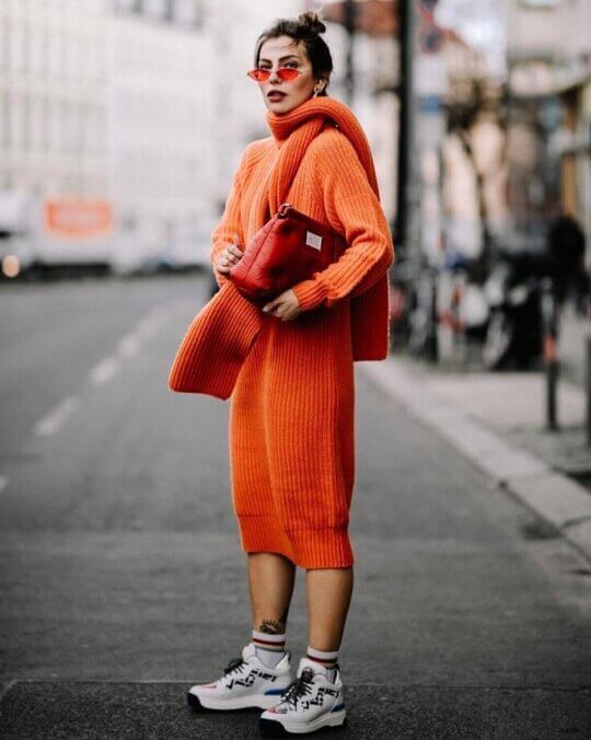 Dress with sneakers