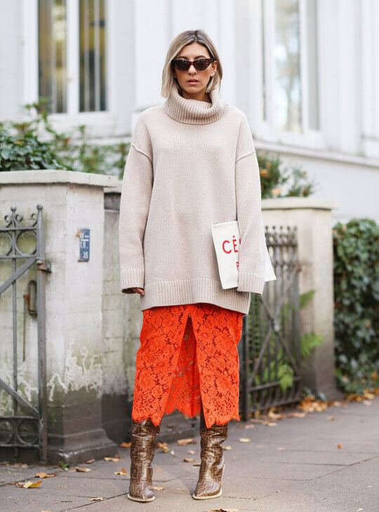 With lace skirt
