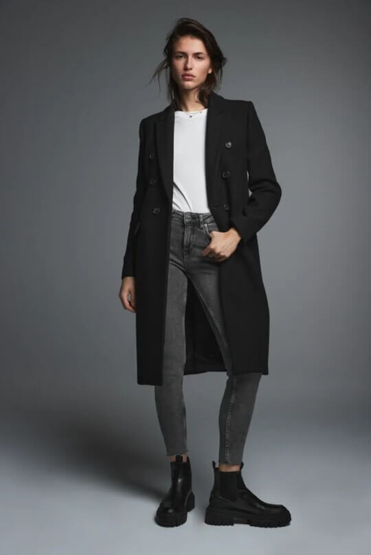 With black coat