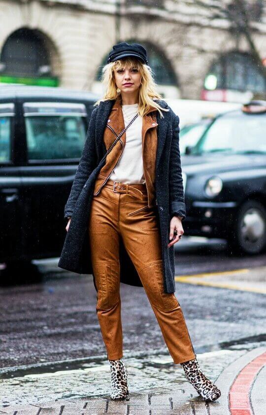 With coats and ankle boots