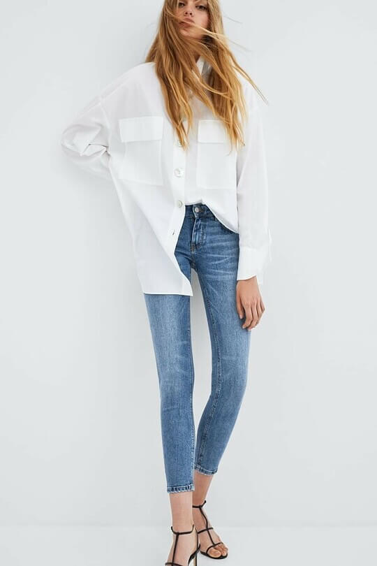 With oversize shirt