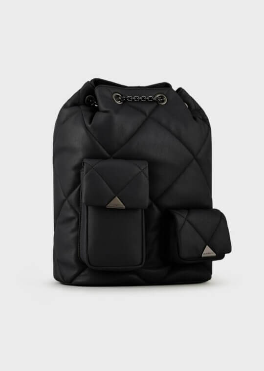 Quilted backpack with pockets