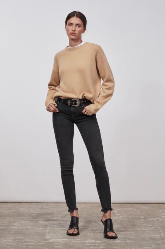 With sweatshirt