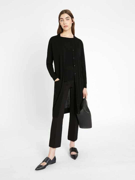 Cropped trousers with cardigan