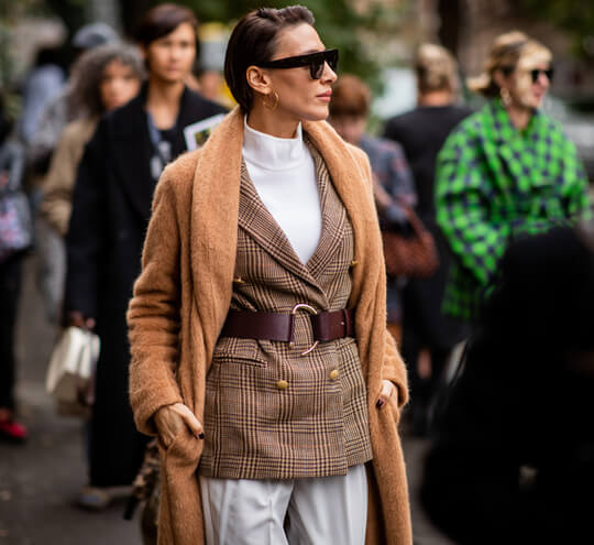 With fur coat and jacket