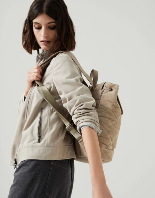 Suede quilted backpack