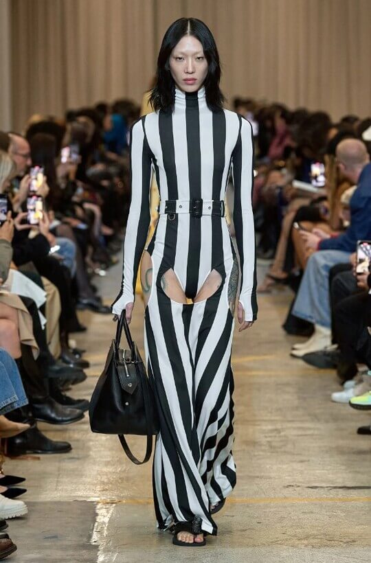 Cutouts in a dress at Burberry's Spring Summer 2023 show