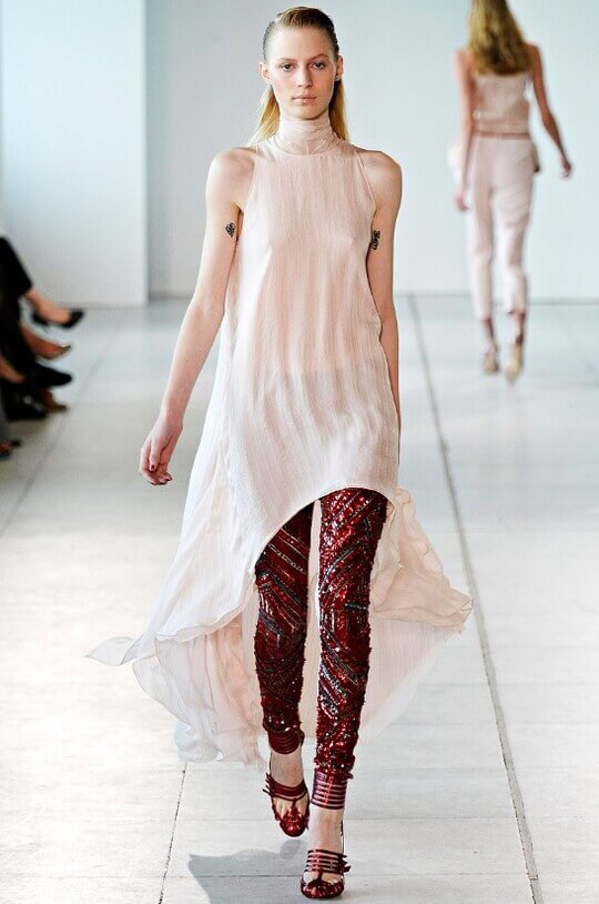 Red leggings with sequins