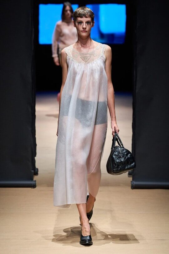 Transparent fabrics in Prada's spring-summer collection