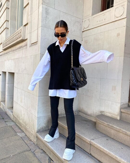 With black vest