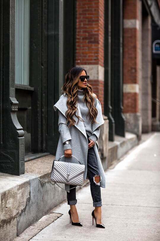 With jeans and coats