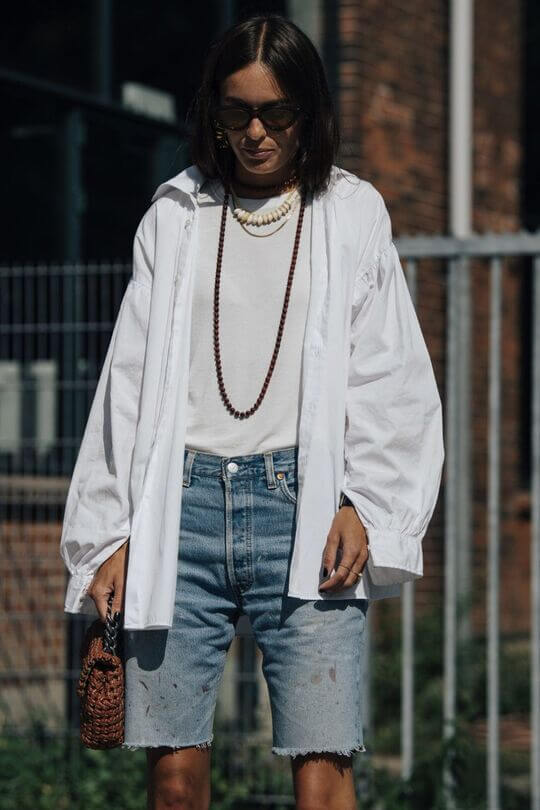With white T-shirt