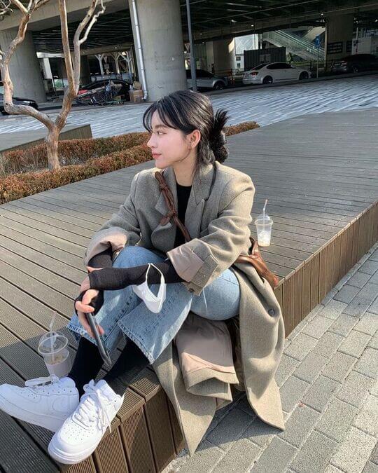 With sneakers