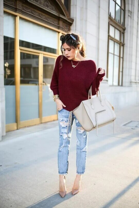 With skinny jeans