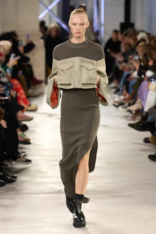 Patch pockets on a blouse from Sacai