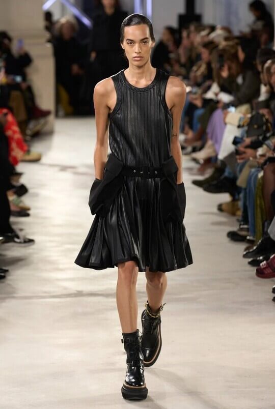 Pleated skirt at Sacai show