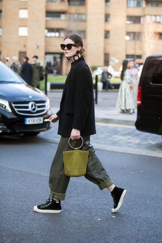 Bucket bag and outerwear