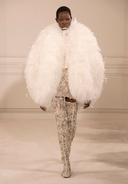 Fur coat of feathers by Valentino