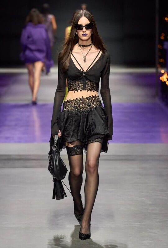 Lingerie-style skirt and top by Versace