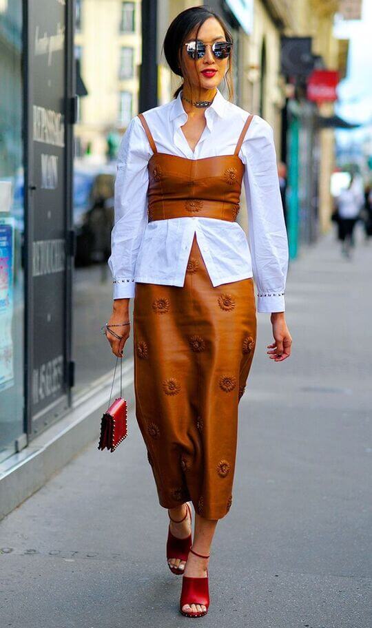 Leather top with shirt