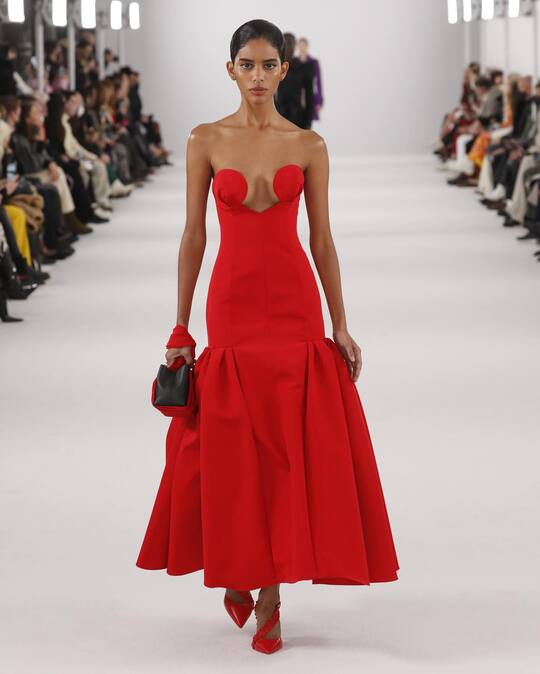 Red Carolina Herrera dress