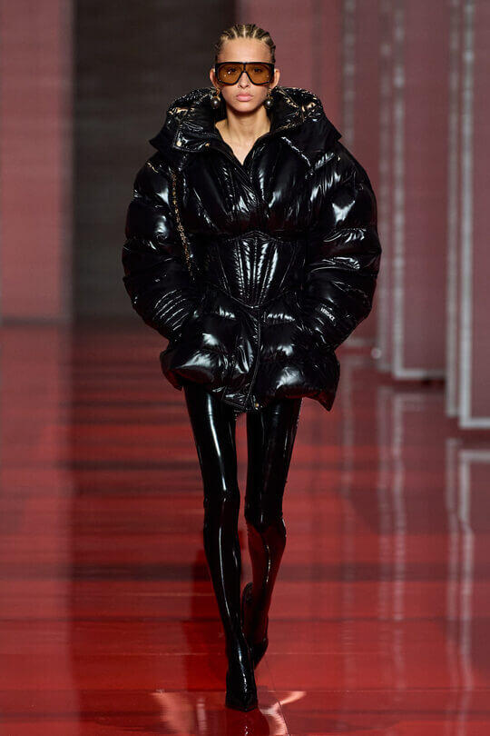 Down jacket with corset