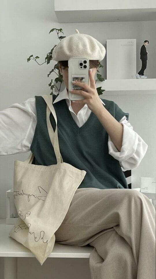White shirt with vest