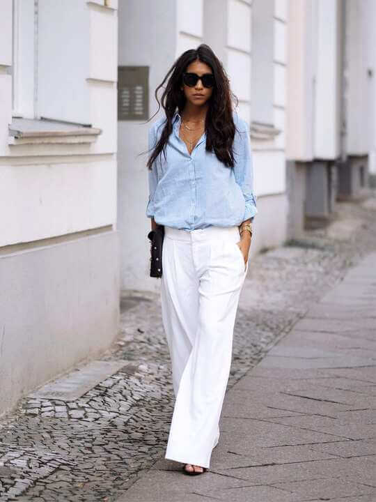 Shirt with wide trousers