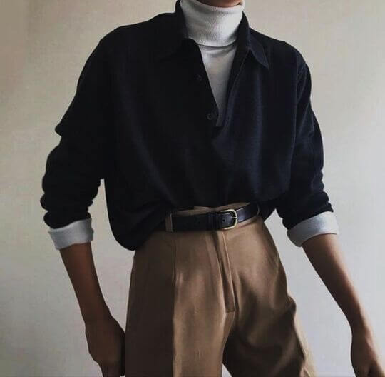 Shirt with turtleneck