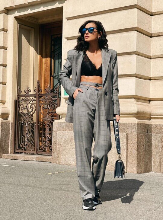 Grey suit with top