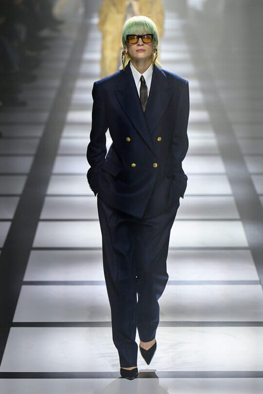 Gucci women's suit with broad shoulders