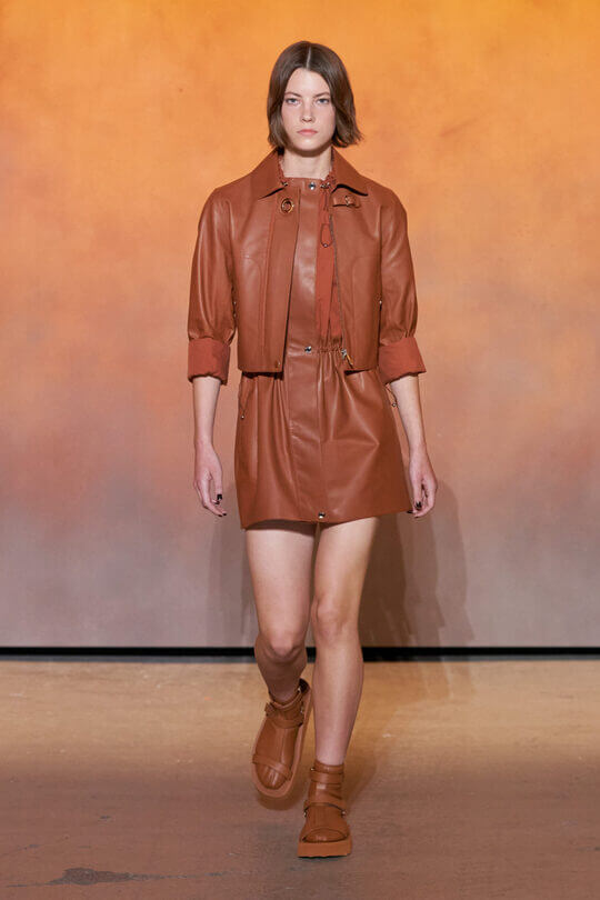 Leather suit with dress by Hermès