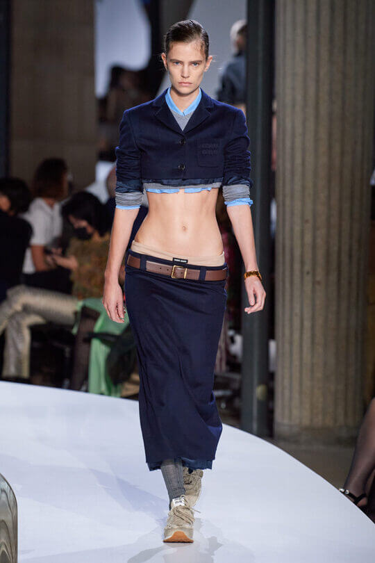 Miu Miu suit with low-cut skirt and top