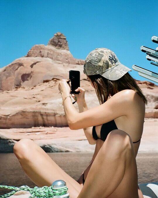 Baseball cap with swimsuit