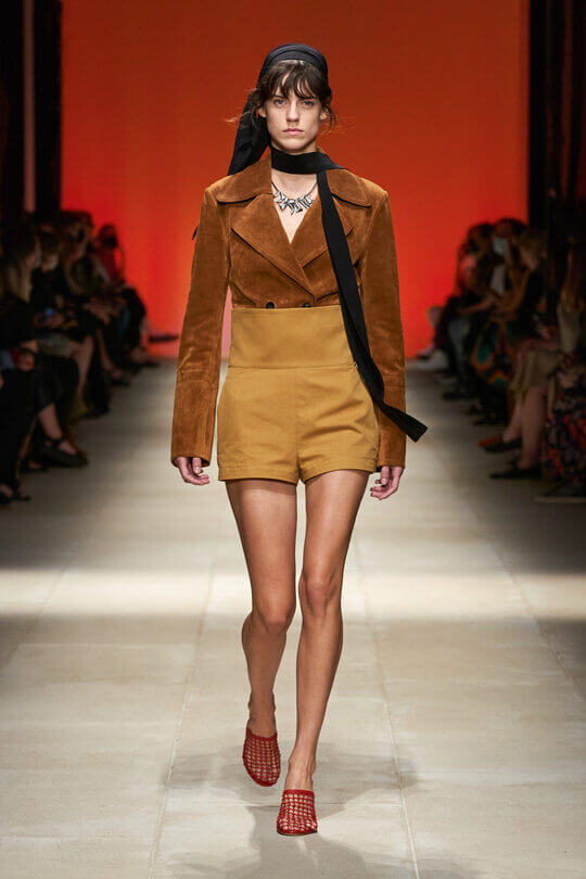 High-waisted shorts hide the belly