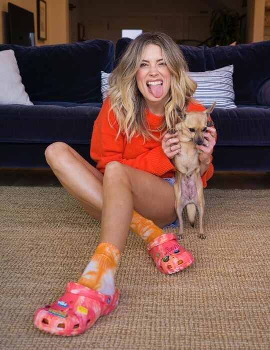 Bright socks with crocs