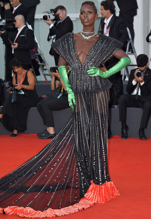 Jodie Turner-Smith in a Gucci dress on the red carpet